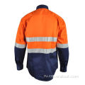 Рубашка из хлопчатобумажной ткани FR Hi Vis Work Safety